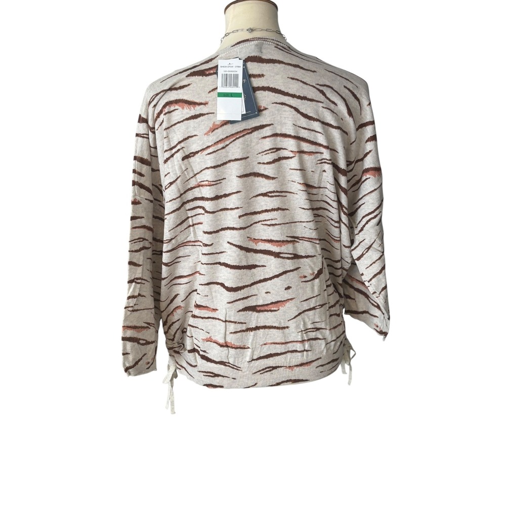 Democracy‎ Women's Large Tiger Print Knit Sweater with Drawstring Sides - Size L - Picture 4 of 14
